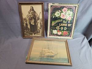 Old Prints, Ship and Jesus