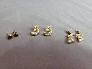Trifari Earrings, Diamond Like Earrings, Pair of Maybe Ruby Earrings,
