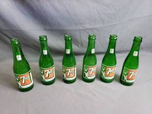 Six 7up Bottles Approx. 1949-1953
