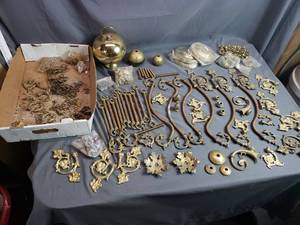 Large Lot of Brass Lamp Parts