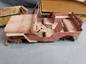 Vintage Toy Jeep Chasis, Pressed Steel Truck Boxes