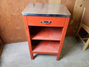 Red Metal Work Table