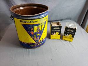 Western Chemical 5 Gallon Can, 2 Old Oil Filters