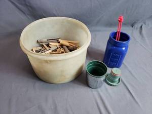 Clothespins and Blue Jar Vase