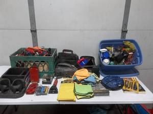 Lot Of Automotive Care & Cleaning Supplies, Ratchet Straps & Related
