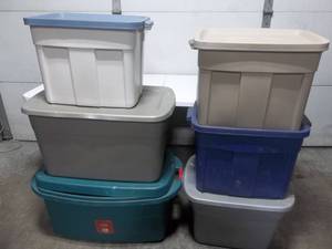 Assorted Plastic Storage Totes