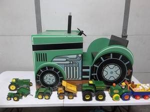 Kids Tractor Toy Box 40x24x24(Very Cool) & Toy Tractors