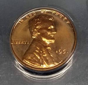 1951 PROOF US CENT PF65 RED ANACS