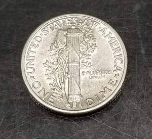1937 US MERCURY DIME AU
