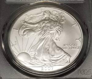 2007 AMERICAN SILVER EAGLE 1 TROY OZ .999 FINE SILVER PCGS