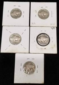 GROUP OF 5 US BUFFALO NICKELS AS PICTURED