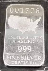 1 TROY OZ .999 FINE SILVER US STATES BAR SEALED