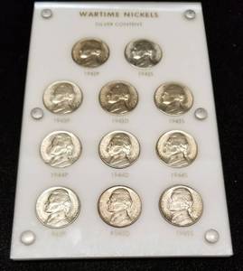 UNC SET OF US WWII WAR TIME SILVER JEFFERSON NICKELS IN PLASTIC