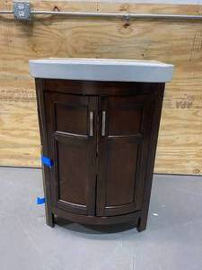 lot 37 image: STYLE SELECTIONS Morecott 24-in Chocolate Single Sink Bathroom Vanity with White Vitreous China Top