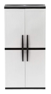 lot 10 image: HDX Plastic Freestanding Garage Cabinet in Gray (35 in. W x 71 in. H x 18 in. D)