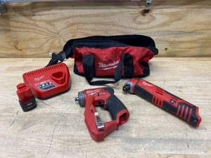 lot 9 image: MILWAUKEE M12 Multi-Tool, 38 Drill Driver, Charger, Battery and Bag
