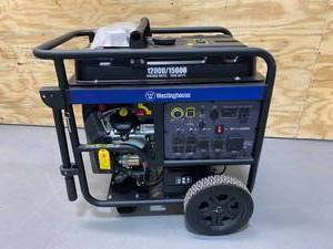 lot 18 image: WESTINGHOUSE WGen12000 15,00012,000 Watt Gas Powered Portable Generator with Remote Start and Transfer Switch Outlet for Home Backup