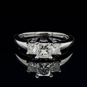 Classic 3-Stone Princess Cut Diamond Ring 1.00 carats in 14k White Gold $3,950 Retail VIDEO