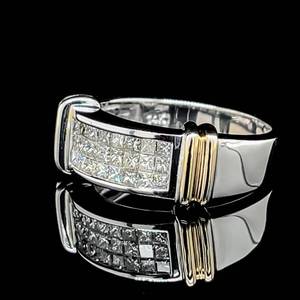 Comfy 14k Gold Invisible Set Diamond Ring, Sporty Low Profile .75ctw. w Yellow Gold Accents $3,450 Retail VIDEO