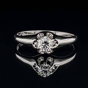 14 Carat Diamond Old European Cut Solitaire Estate Ring in 14k White Gold VS Clarity $1,950 Retail VIDEO