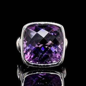 Large Impressive Amethyst Cushion Pineapple Cut Bezel Statement Estate Ring VIDEO