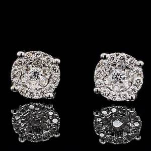Incredible Sparkle 12 Carat Diamond Cluster Floral Halo Stud Estate Earrings in 14k White Gold $1,750 Retail VIDEO