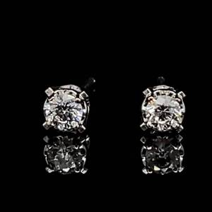 Brand New 0.20ctw Round Diamond Solitaire Stud Earrings in 14k White Gold VIDEO