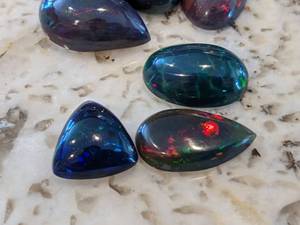 10.04 Total Carats of Natural Black Welo Opal Gemstones - Includes a HONEYCOMB Pattern Opal