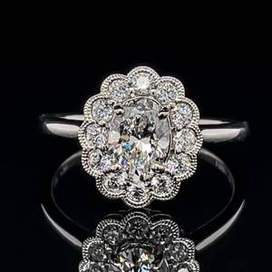 1.16ctw. Oval Diamond 18k White Gold Halo Engagement Ring Never Worn - New $5,850 Retail VIDEO