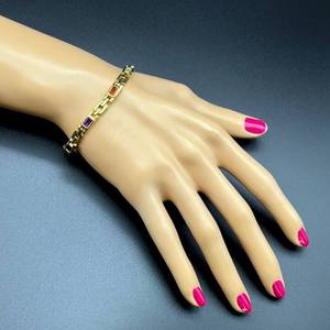 Ladies 14k Yellow Gold Multi-Color Gemstone Bracelet, Smooth Links, Amethyst, Topaz, Garnet, Citrine  $2,800 Retail VIDEO