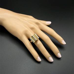 14k Vintage Diamond Ring, Triple Row, Gable Style, Multi Dimensional One of Kind Mid-Century Modern. $2,750 Retail VIDEO