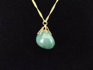.925 Sterling Silver Jade Boulder Vermeil Pendant Necklace