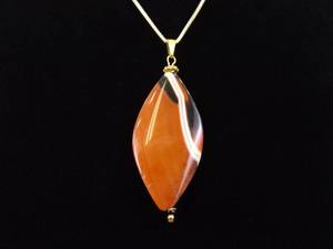 .925 Sterling Silver Carnelian Agate Vermeil Pendant Necklace