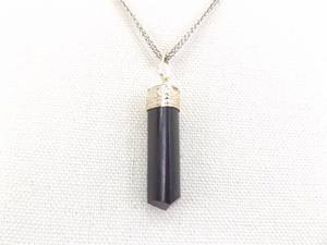 .925 Sterling Silver Black Onyx Healing Crystal Pendant Necklace