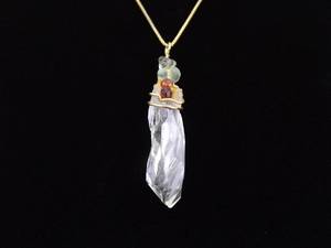 .925 Sterling Silver Peridot and Garnet Accented Healing Crystal Pendant Necklace