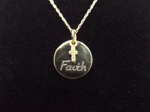 .925 Sterling Silver FAITH Vermeil Pendant Necklace