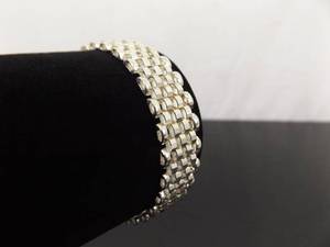 .925 Sterling Silver Thick Band Link Bracelet