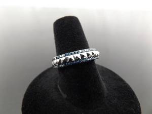 .925 Sterling Silver Aqua Marine Crystal Ring Size 7