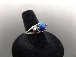 .925 Sterling Silver Blue Green Azurite Ring Size 7.5