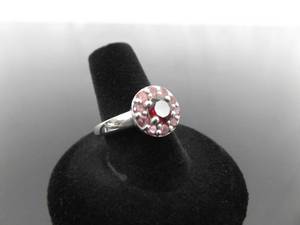 .925 Sterling Silver Garnet and Pink Sapphire Crystal Ring Size 8