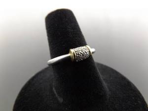 .925 Sterling Silver Crystal and Vermeil Accented Ring Size 7