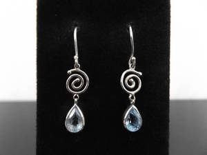 .925 Sterling Silver Topaz Dangle Hook Earrings
