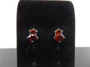 .925 Sterling Silver Oval Cut Garnet Post Earrings