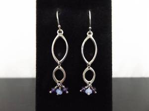 .925 Sterling Silver Amethyst and Moonstone Accented Hook Dangle Earrings