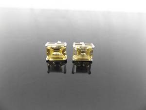 .925 Sterling Silver Emerald Cut Citrine Post Earrings