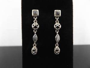 .925 Sterling Silver Blue Lace Agate Dangle Post Earrings