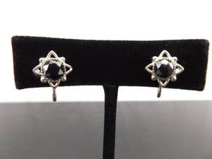 .925 Sterling Silver Hematite Screw Back Earrings