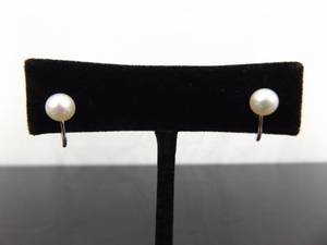 .925 Sterling Silver Genuine Pearl Screw Back Earrings