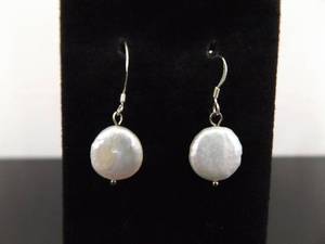 .925 Sterling Silver Genuine Pearl Dangle Hook Earrings