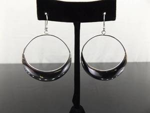 .925 Sterling Silver Designed Hoop Dangle Hook Earrings
